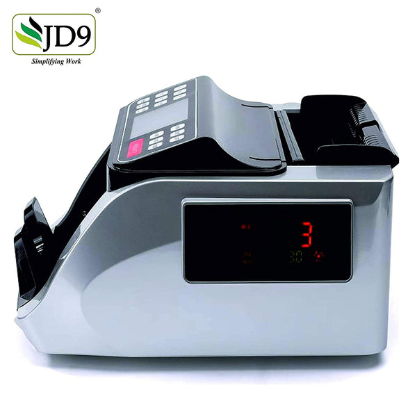 JD9 Mix Note Value Counting Machine Fully Automatic with Japanese Technology Fake Note Detection, Compatible with New Currency.