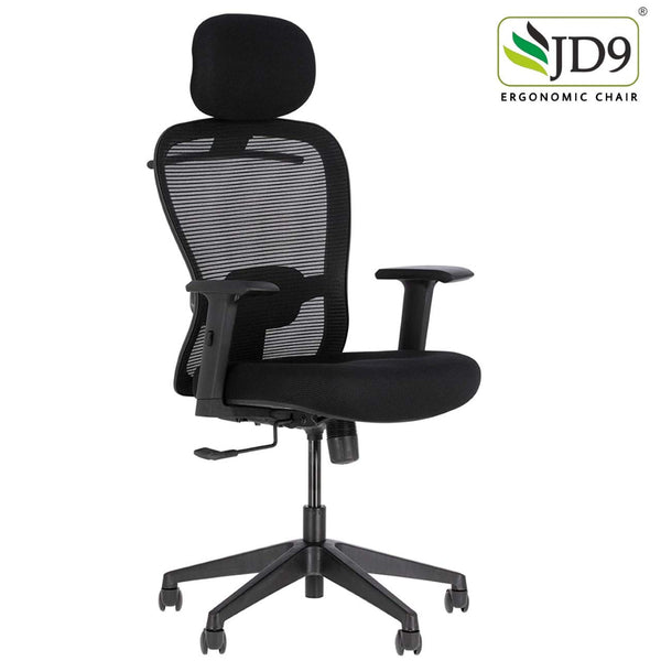 JD9 High Back Office Chair with Adjustable Lumbar Back Support, and Height Adjustable Arms(Breathable Mesh, Black)