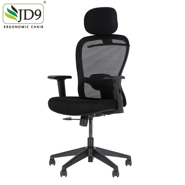 JD9 High Back Office Chair with Adjustable Lumbar Back Support, and Height Adjustable Arms(Breathable Mesh, Black)