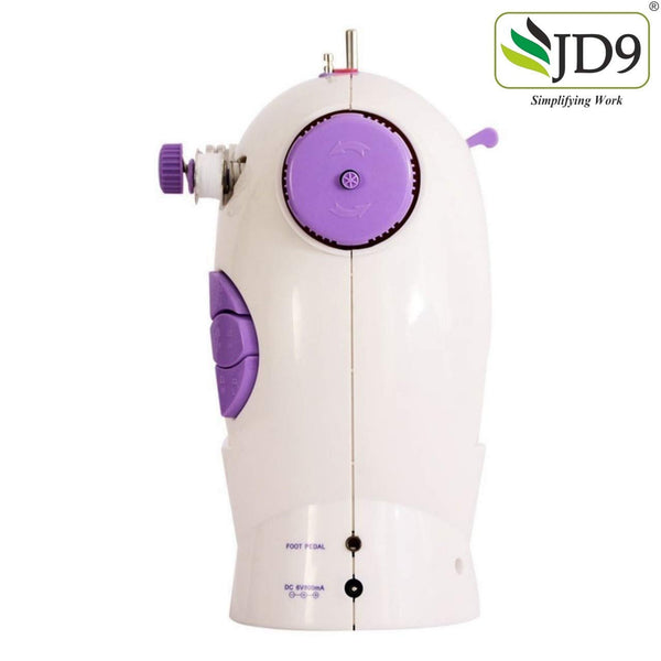 JD9 Mini Portable Sewing Machine 4 in 1 for Home Tailoring, Sewing Machines, Mini Sewing Machine for Home, Sewing Machine Mini, Hand Machine for Stitching, Hand Sewing Machines,White & Purple