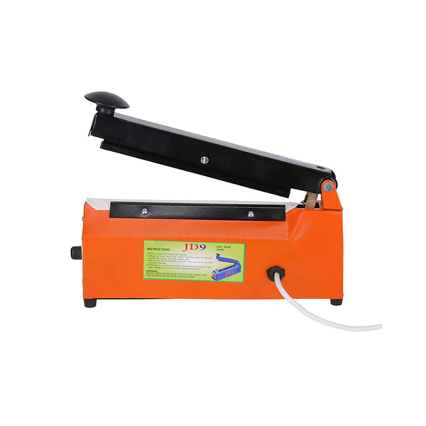 JD9 8 inches Heavy Metal Duty Heat Sealer for Plastic Bag, Heat Sealer Machine 8" inch, Impulse Sealer, Impulse Sealer Machine, Packing Machine (Orange)