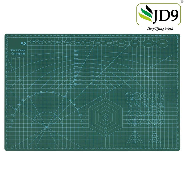 JD9 Professional Self-Healing 5 Layered Double Sided Durable Non-Slip PVC Cutting Mat -A3(Green, 17 x 11 Inch/ 43x 28 cm)