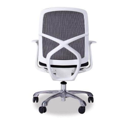 JD9 Mid Back Ergonomic Chair with Black Korean Mesh & Synchro Tilt Cable Control Mechanism for Home & Office (White)