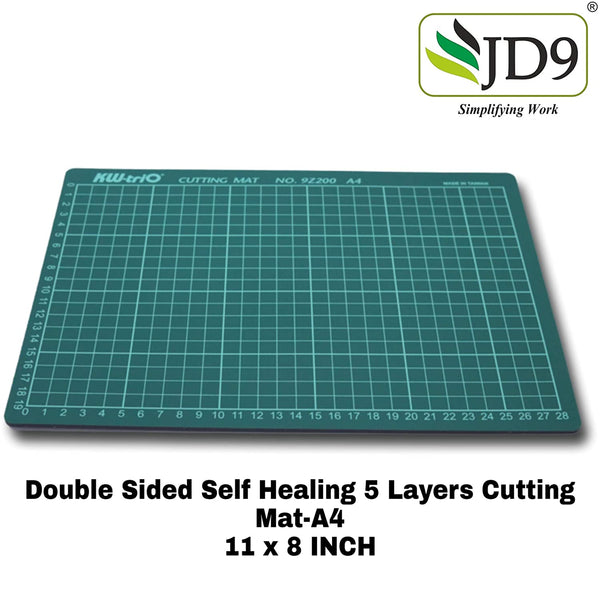 KW-TRIO JD9 Professional Self-Healing 5 Layered Double Sided Durable Non-Slip PVC Cutting Mat -A4 (Green, 11 x 8 Inch/29 x 21 cm)