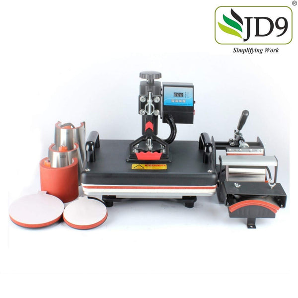 JD9 Heat Press 8 in 1 Digital Multi Functional Sublimation Machine for T Shirt, Conical Mug, Tea Mug, Cap, Plate Heat Press Machine 12 X 15 Inch (Black)