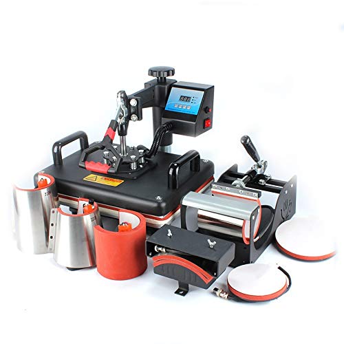 JD9 Heat Press 8 in 1 Digital Multi Functional Sublimation Machine for T Shirt, Conical Mug, Tea Mug, Cap, Plate Heat Press Machine 12 X 15 Inch (Black)