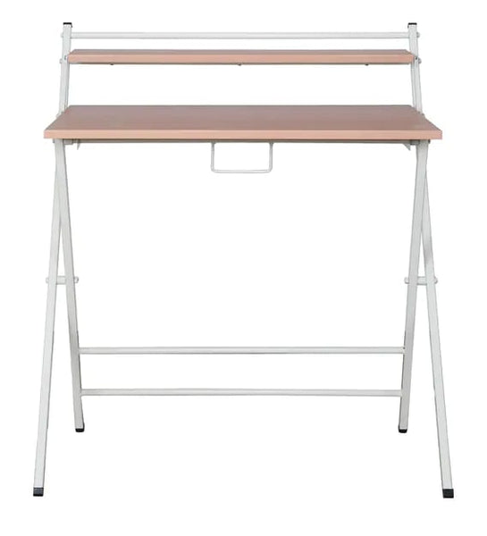 JD9 Folding Study Table/Work from Home/Foldable Office Table/Multi Purpose/Adjustable Laptop Table with Shelf (Beige)