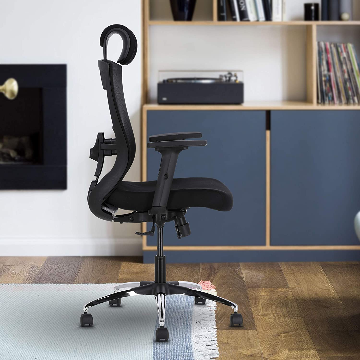 JD9 Aqua High Back Mesh Office Chair with Cushion Seat (Breathable Mesh, Black)